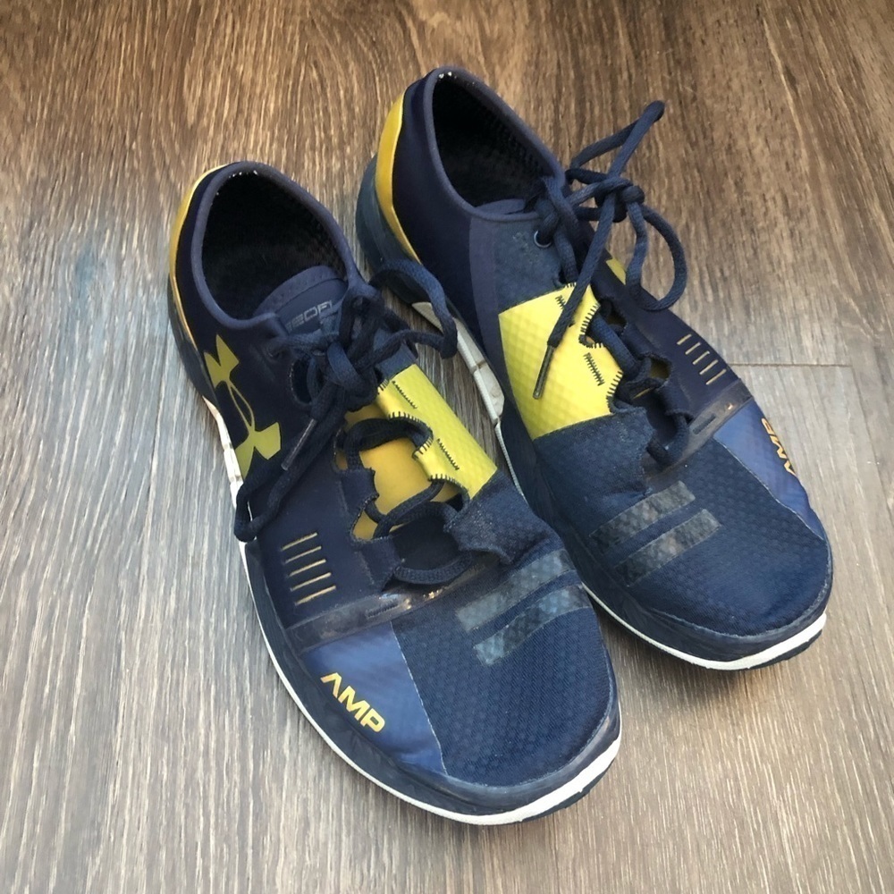 Under Armour AMP Notre Dame Navy Blue & Gold Sneakers